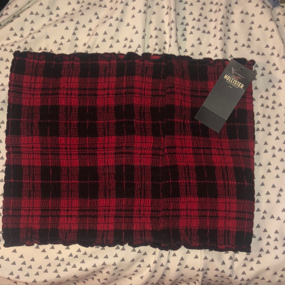 Red and black plaid tube top